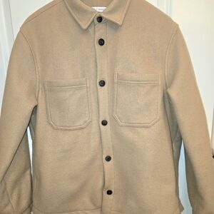 ZARA Women’s Camel Overshirt Shirt Jacket L – Textured Padded Shacket, Button